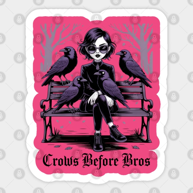 Crows Before Bros Sticker by Silly Me Studio